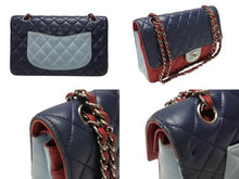 Load image into Gallery viewer, CHANEL シャネル マトラッセ25 チェーンショルダー ショルダーバッグ Wフラップ 22番台 ラムスキン トリコロールカラー シルバー金具 美品 中古 4b007004