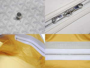 極美品 GOYARD ゴヤール ボーイング 65 ヘリンボーン PVC レザー ボストンバッグ ホワイト 中古 4b007009