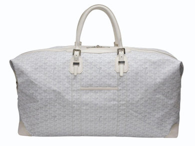 極美品 GOYARD ゴヤール ボーイング 65 ヘリンボーン PVC レザー ボストンバッグ ホワイト 中古 4b007009