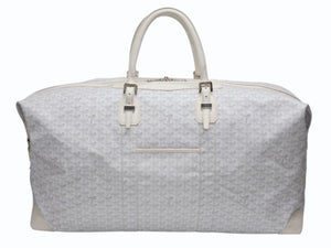 極美品 GOYARD ゴヤール ボーイング 65 ヘリンボーン PVC レザー ボストンバッグ ホワイト 中古 4b007009