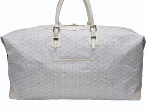 極美品 GOYARD ゴヤール ボーイング 65 ヘリンボーン PVC レザー ボストンバッグ ホワイト 中古 4b007009
