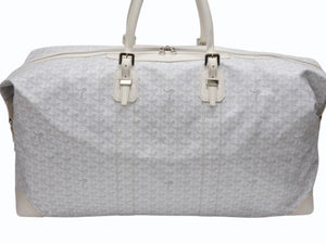 極美品 GOYARD ゴヤール ボーイング 65 ヘリンボーン PVC レザー ボストンバッグ ホワイト 中古 4b007009