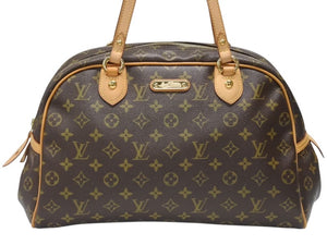 極美品 LOUIS VUITTON ルイヴィトン モントルグイユGM ハンドバッグ M95566 ブラウン PVC レザー ゴールド金具 中古 4b007014