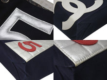 Load image into Gallery viewer, 極美品 CHANEL シャネル トートバッグ チェーンショルダー ココマーク 7番台 No.5 ネイビー シルバー キャンバス レザー 中古 4b007015