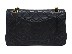 極美品 CHANEL シャネル マトラッセ23 Wフラップ Wチェーンショルダーバッグ 1番台 ラムスキン ココマーク ブラック ゴールド金具 中古 4b007017