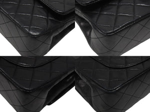 極美品 CHANEL シャネル マトラッセ23 Wフラップ Wチェーンショルダーバッグ 1番台 ラムスキン ココマーク ブラック ゴールド金具 中古 4b007017