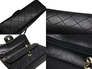 極美品 CHANEL シャネル マトラッセ23 Wフラップ Wチェーンショルダーバッグ 1番台 ラムスキン ココマーク ブラック ゴールド金具 中古 4b007017