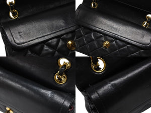 極美品 CHANEL シャネル マトラッセ23 Wフラップ Wチェーンショルダーバッグ 1番台 ラムスキン ココマーク ブラック ゴールド金具 中古 4b007017