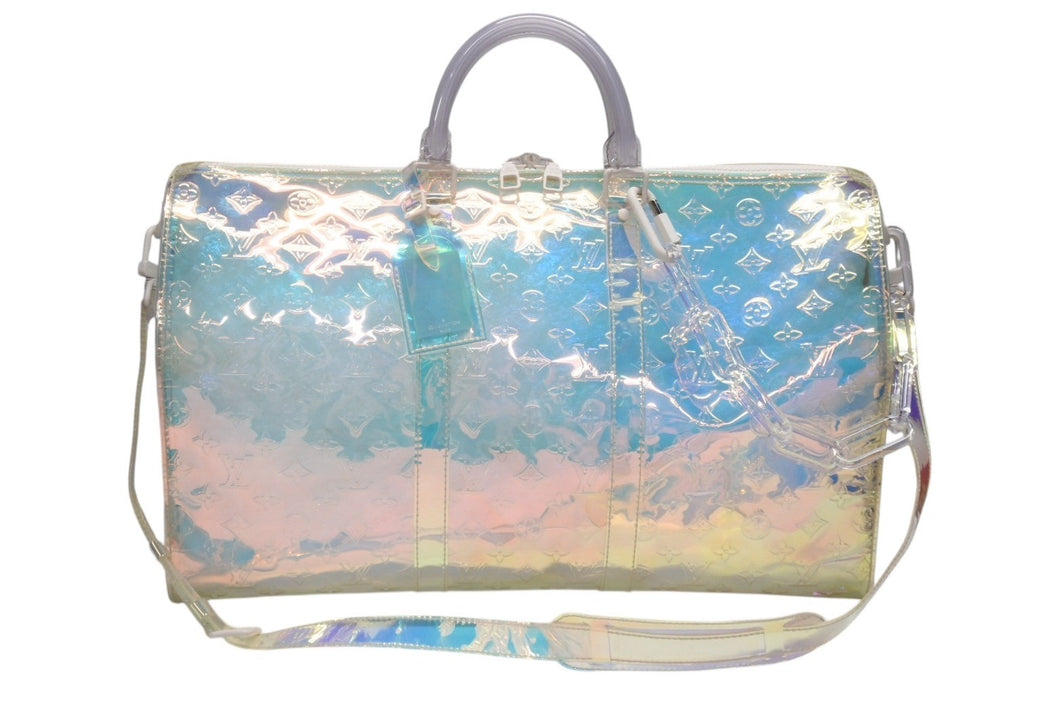 新品同様 LOUIS VUITTON ルイヴィトン キーポル バンドリエール50 ボストンバッグ M53271 PVC プリズム ビニール マルチカラー 中古 4b007018