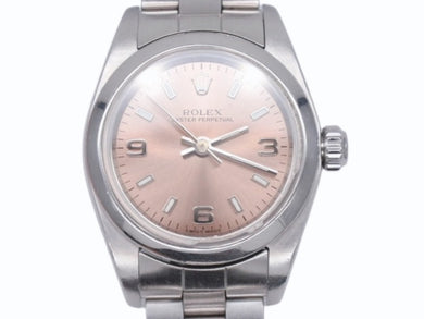 ROLEX ロレックス 腕時計 オイスターパーペチュアル 76080 K刻印 ステンレススチール シルバー ピンク文字盤 美品 中古 4b007023