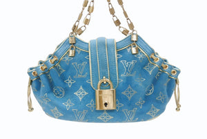 LOUIS VUITTON ルイヴィトン ハンドバッグ 希少 M92374 テダPM エクストラオーディネル スエード ターコイズブルー 美品 中古 4b007024