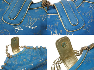 LOUIS VUITTON ルイヴィトン ハンドバッグ 希少 M92374 テダPM エクストラオーディネル スエード ターコイズブルー 美品 中古 4b007024