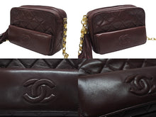 Load image into Gallery viewer, CHANEL シャネル チェーンショルダーバッグ 3番台 ココマーク フリンジ レザー ボルドー ゴールド金具 美品 中古 4b007025