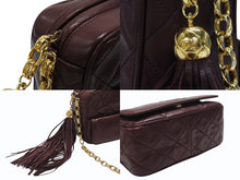 Load image into Gallery viewer, CHANEL シャネル チェーンショルダーバッグ 3番台 ココマーク フリンジ レザー ボルドー ゴールド金具 美品 中古 4b007025