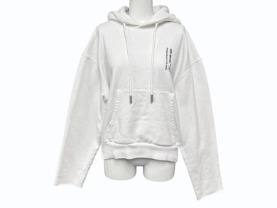 OFF WHITE オフホワイト パーカー 錠剤プリント ロゴ OMBB031S 18192081 コットン ホワイト ブラック サイズXS 良品 中古 4b007033