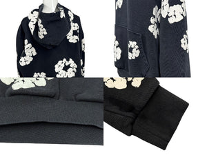DENIM TEARS デニムティアーズ Cotton Wreath Hoodie コットンリース フーディー サイズL ブラック ホワイト 美品 中古 4b007040