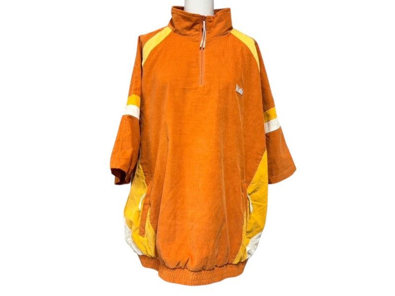 KITH キース コーデュロイ ハーフジップ 半袖トラックジャケット SS2022 RN140659 オレンジ コーデュロイ サイズXL 美品 中古 4b007041