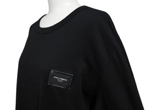 DOLCE&GABBANA ドルチェ&ガッバーナ 半袖 クルーネック Tシャツ ロゴプレート G8HLOT ブラック 黒 美品 中古 4b007060