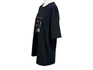 HELMUT LANG ヘルムートラング ロゴプリント半袖Ｔシャツ ブラック コットン サイズL CA52192 美品 中古 4b007064
