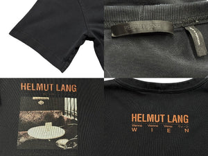 HELMUT LANG ヘルムートラング ロゴプリント半袖Ｔシャツ ブラック コットン サイズL CA52192 美品 中古 4b007064