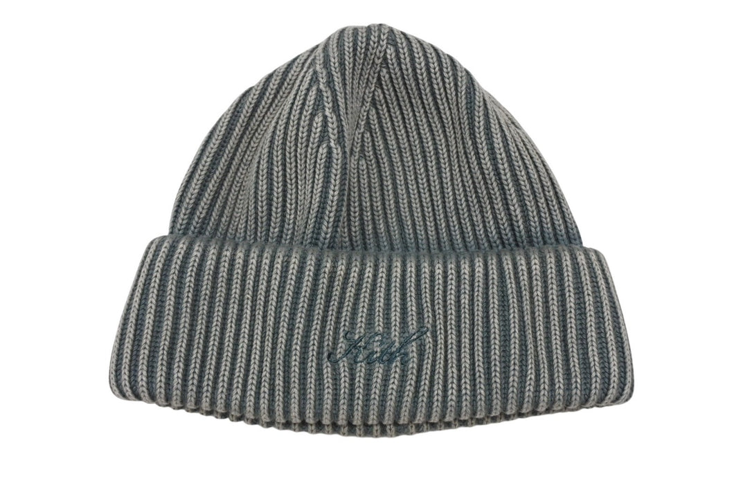 極美品 KITH キース BEANIE ビーニー 帽子 リブ ニットキャップ グリーン コットン ワンサイズ OS フリーサイズ 中古 4b007067