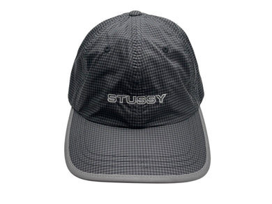 STUSSY ステューシー 軽量ナイロンキャップ チェック柄 ダークグレー ナイロン ポリエステル 美品 中古 4b007068
