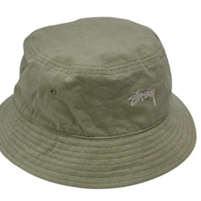 画像をギャラリービューアに読み込む, STUSSY ステューシー 刺繍 ロゴ バケットハット 1321067 グリーン コットン サイズ L/XL 美品 中古 4b007077