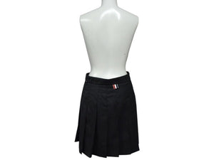 極美品 THOM BROWNE トムブラウン プリーツミニスカート FGC402A サイズ38 トリコロール ウール グレー 中古 4c070807