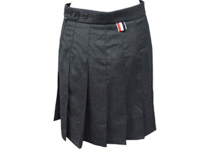 極美品 THOM BROWNE トムブラウン プリーツミニスカート FGC402A サイズ38 トリコロール ウール グレー 中古 4c070807