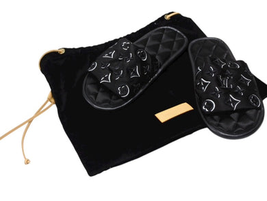 極美品 LOUISVUITTON ルイヴィトン ホーミーライン ルームシューズ スリッパ モノグラムサテンキャンバス ブラック サイズ35-36 中古 4b007082