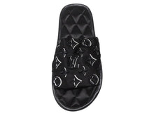 Load image into Gallery viewer, 極美品 LOUISVUITTON ルイヴィトン ホーミーライン ルームシューズ スリッパ モノグラムサテンキャンバス ブラック サイズ35-36 中古 4b007082