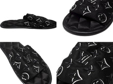 Load image into Gallery viewer, 極美品 LOUISVUITTON ルイヴィトン ホーミーライン ルームシューズ スリッパ モノグラムサテンキャンバス ブラック サイズ35-36 中古 4b007082
