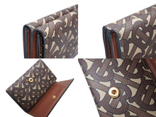 Load image into Gallery viewer, 極美品 BURBERRY バーバリー TB モノグラム コンパクトウォレット 三つ折り財布 ブラウン PVC レザー 中古 4b007084