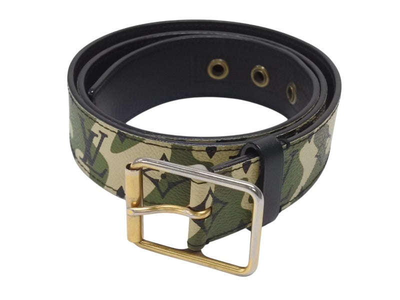 LOUIS VUITTON ルイヴィトン ベルト サンチュール モノグラモフラージュ 村上隆 サイズ90 M9646U ゴールド金具 美品 中古 4b007085