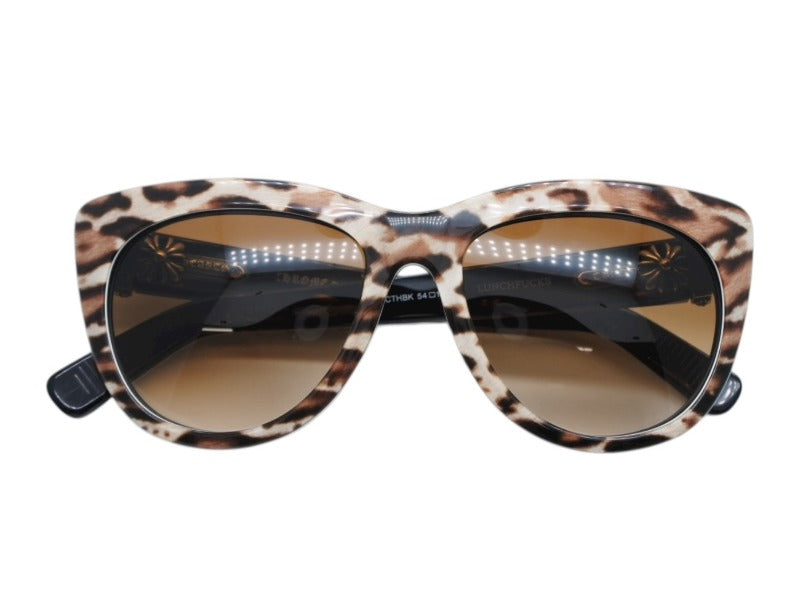 CHROME HEARTS クロムハーツ LUNCHFUCKS ランチファックス サングラス アイウェア サイズ54□18-137 レオパード柄 美品 中古 4b007086