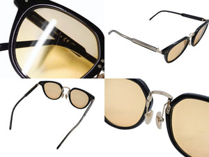 PRADA プラダ ロゴ サングラス SPR 17Y クリスタルマスタードイエローレンズ ブラック ゴールド金具 サイズ49□22 美品 中古 4b007087