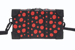 新品同様 LOUIS VUITTON ルイヴィトン M81905 モノグラム ソフトトランク ドット 草間彌生 ブラック レザー 中古 4b007092