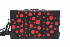新品同様 LOUIS VUITTON ルイヴィトン M81905 モノグラム ソフトトランク ドット 草間彌生 ブラック レザー 中古 4b007092