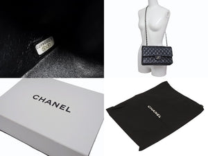 極美品 CHANEL シャネル マトラッセ25 チェーンショルダーバッグ ココマーク 13番台 キャビアスキン ブラック シルバー金具 中古 4b007101