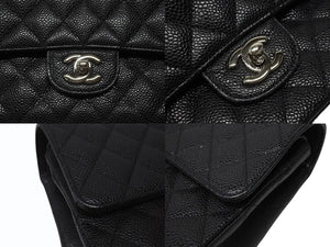 極美品 CHANEL シャネル マトラッセ25 チェーンショルダーバッグ ココマーク 13番台 キャビアスキン ブラック シルバー金具 中古 4b007101