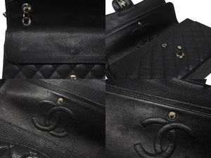 極美品 CHANEL シャネル マトラッセ25 チェーンショルダーバッグ ココマーク 13番台 キャビアスキン ブラック シルバー金具 中古 4b007101