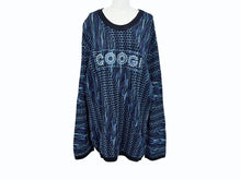 Load image into Gallery viewer, COOGI クージー vintage 3D立体ニット 長袖 編み込み 刺繍 ネイビーブラックブルー系 サイズXL 美品 中古 4b007104
