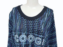 Load image into Gallery viewer, COOGI クージー vintage 3D立体ニット 長袖 編み込み 刺繍 ネイビーブラックブルー系 サイズXL 美品 中古 4b007104