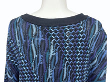 Load image into Gallery viewer, COOGI クージー vintage 3D立体ニット 長袖 編み込み 刺繍 ネイビーブラックブルー系 サイズXL 美品 中古 4b007104