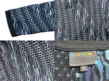 Load image into Gallery viewer, COOGI クージー vintage 3D立体ニット 長袖 編み込み 刺繍 ネイビーブラックブルー系 サイズXL 美品 中古 4b007104