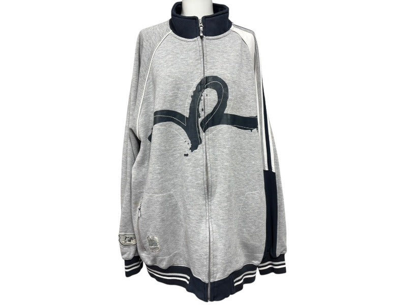 ROCAWEAR ロカウェア レアモデル ロゴプリント トラックジャケット パーカー グレー ネイビー コットン サイズXL 美品 中古 4b007105