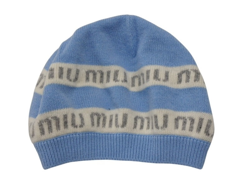 miumiuビーニー/ロゴ付きニット帽 miumiuビーニー/ロゴ付きニット帽 miu MIU ミュウミュウ ニット
