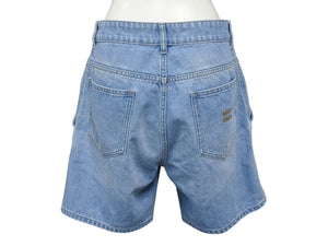 極美品 MIUMIU ミュウミュウ Denim Short Pants ロゴマーク入り デニムショートパンツ コットン サイズ38 中古 4b007108