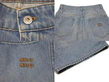 画像をギャラリービューアに読み込む, 極美品 MIUMIU ミュウミュウ Denim Short Pants ロゴマーク入り デニムショートパンツ コットン サイズ38 中古 4b007108