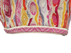 COOGI クージー vintage 半袖 3D立体ニット 編み込み マルチカラー ベージュピンクイエロー系 サイズSS 美品 中古 4b007110